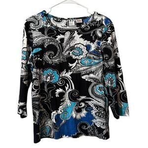 Take Two Clothing Co Shirt Women Size Small Paisley Shirt Blouse Cotton Art